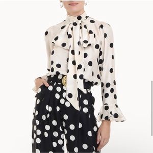 Zimmerman Confetti Tie Neck Blouse Black/Cream